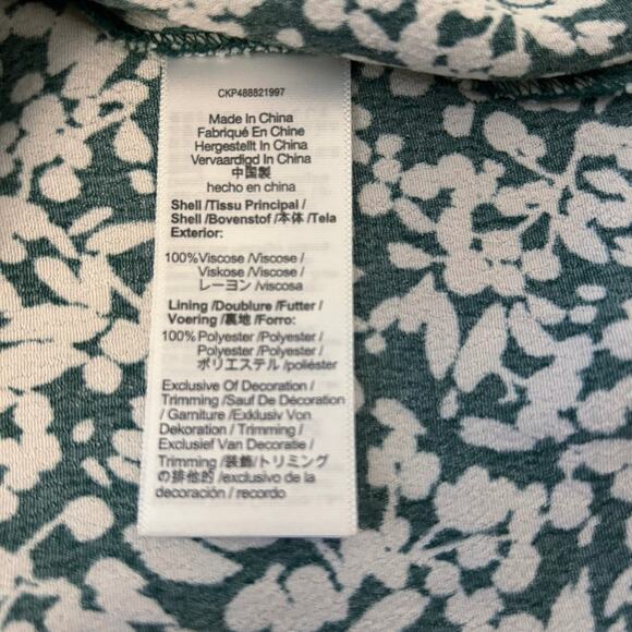 NWOT Madewell Seamed V-Neck Mini Dress in Abstract Leaf Kelly Verdant Size 0 - Picture 9 of 9